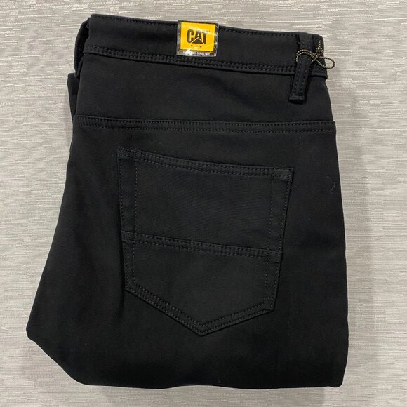 CAT Caterpillar Work Pants Mens 38 x 32 Black Canvas Fleece Lined Insulated - Picture 1 of 12